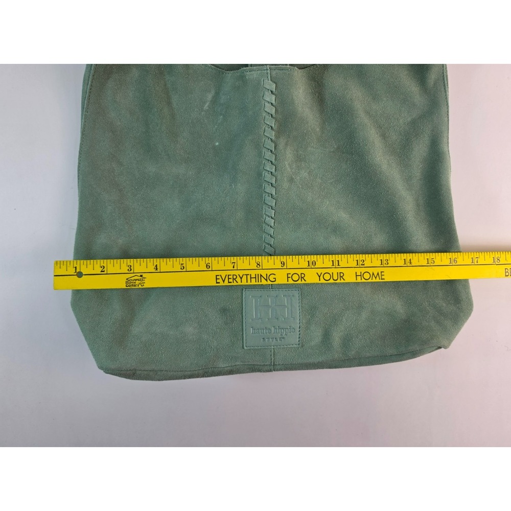 Haute Hippie Leather Suede Hobo Shoulder Bag Green Festival Boho Purse - Picture 13 of 13